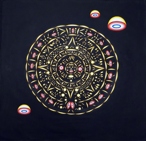 ROGELIO GONZALEZ HARTMANN - SUPERUNIVERSO - CALENDARIO MAYA - acrilico/lienzo - 104x104cm - 2012