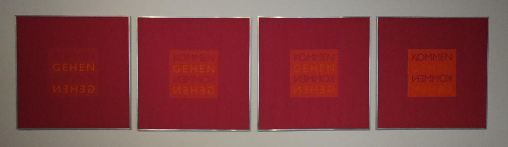 HANNS HERPICH - kommen gehen - 2002 - polyester/jaquardgewebe - 83x83cm - 1-8/1